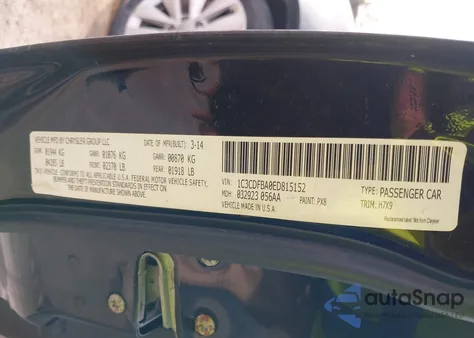 2014 Dodge Dart Sxt from USA, damaged, VIN 1C3CDFBA0ED815152